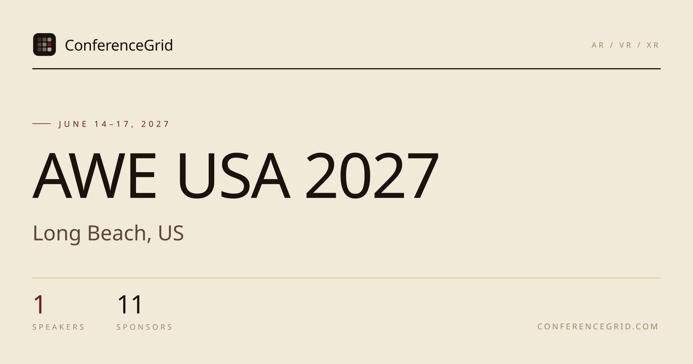AWE USA 2027 · Jun 14–17 · Long Beach, US | ConferenceGrid