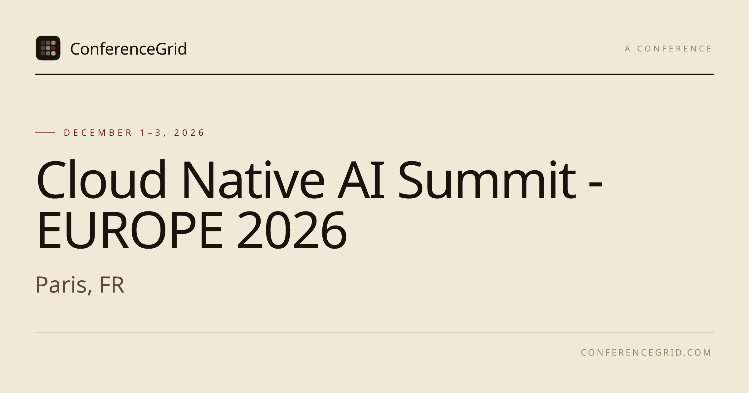 Cloud Native AI Summit - EUROPE 2026 · Dec 1–3 · Paris