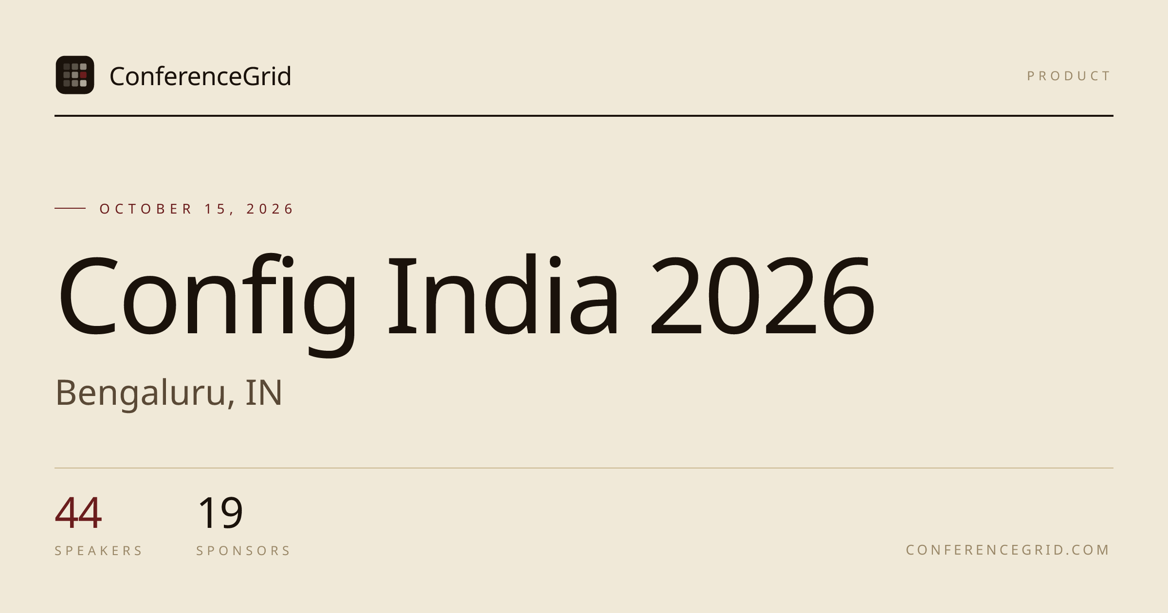 Config India 2026 · Oct 15 · Bengaluru, IN | ConferenceGrid