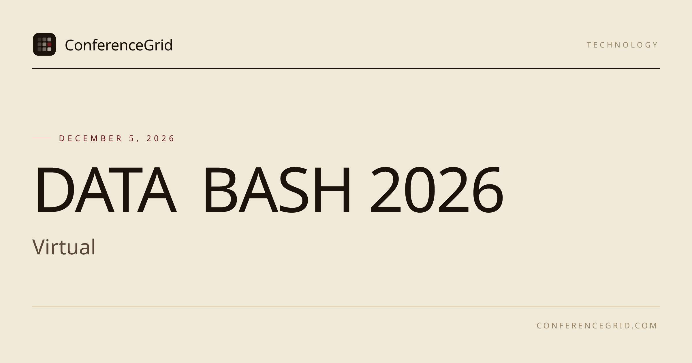 DATA BASH 2026 · Dec 5 · Virtual | ConferenceGrid