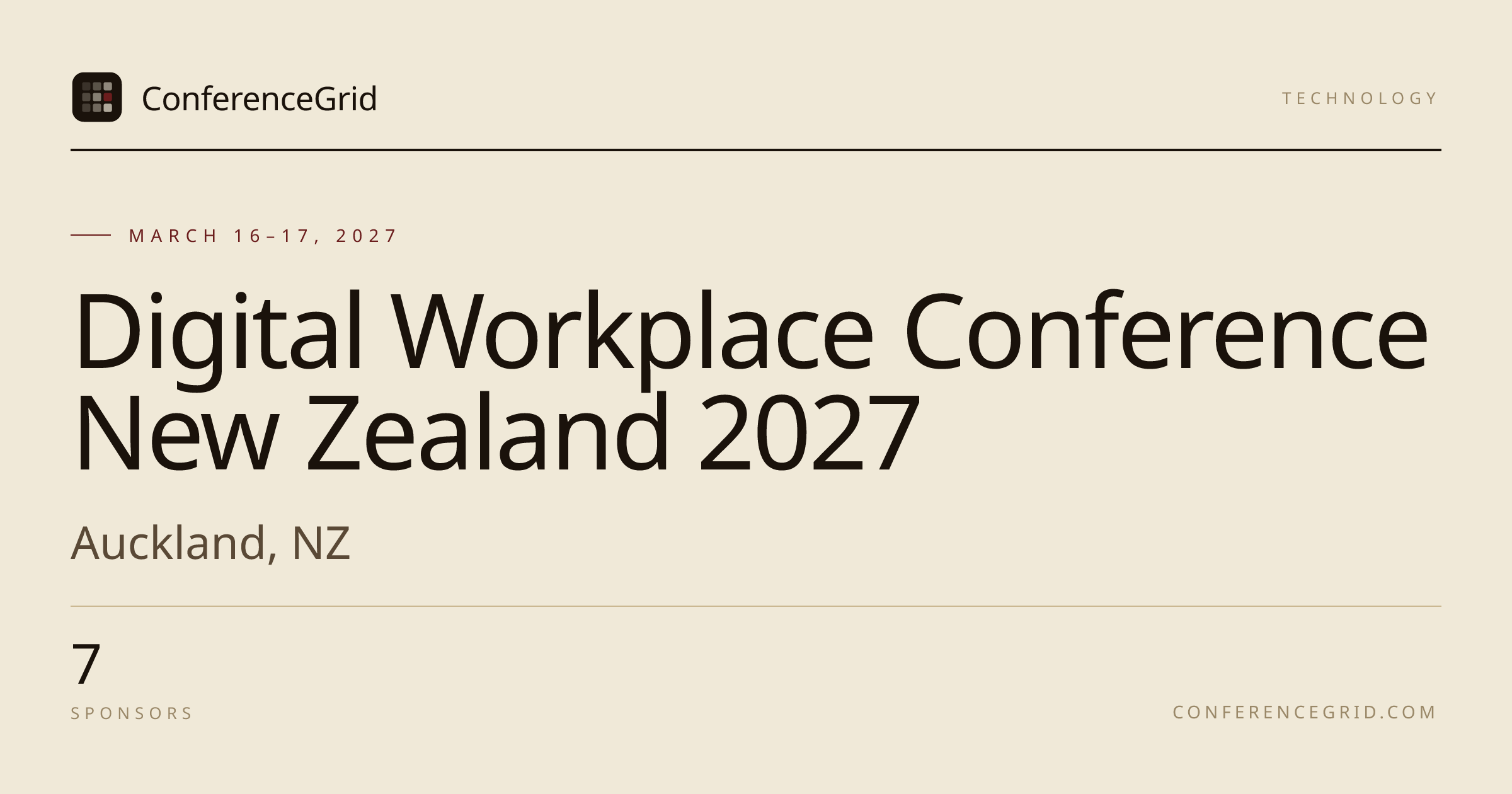 Digital Workplace Conference New Zealand 2027 · Mar 16–17 · Auckland