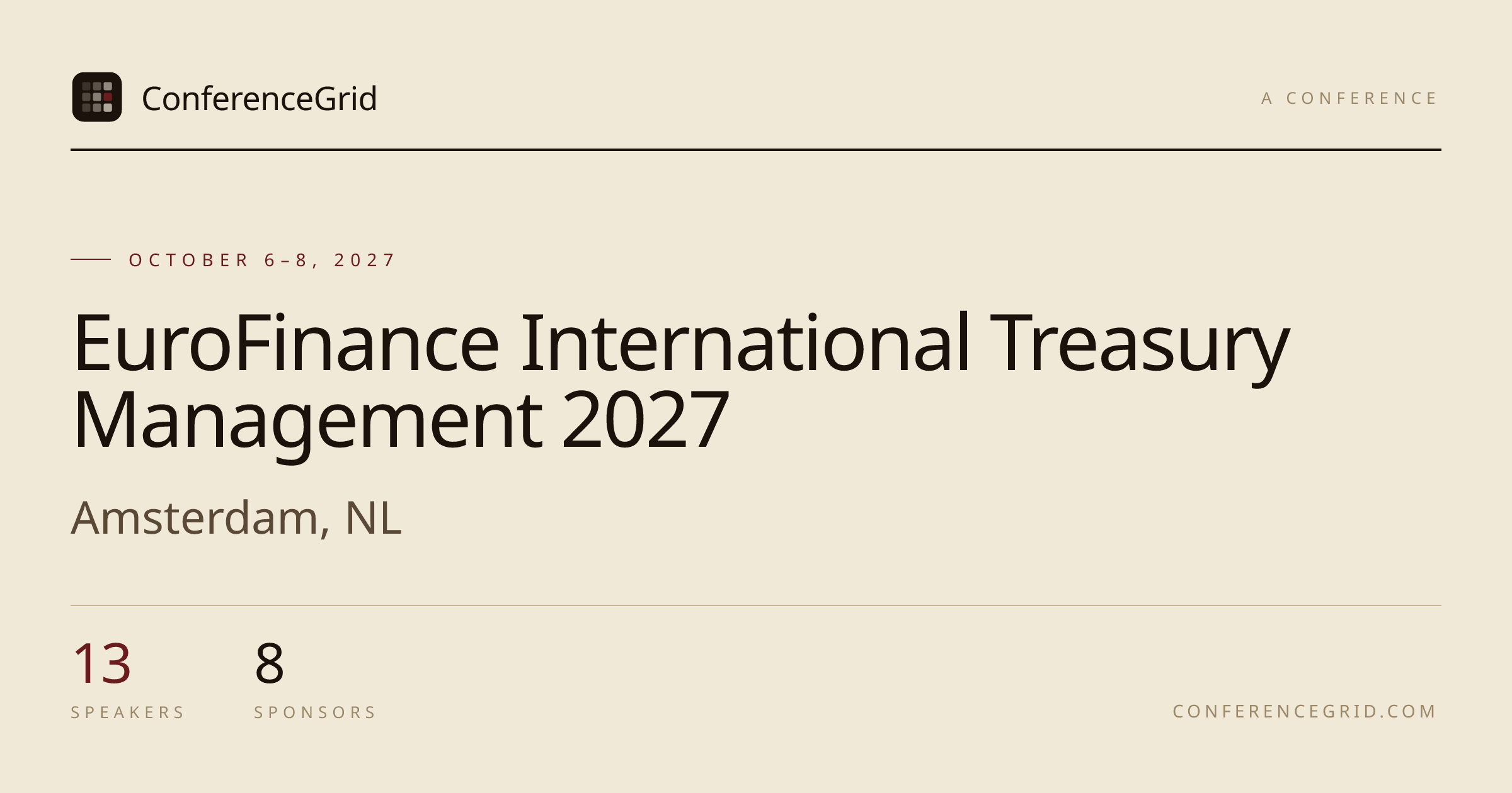 EuroFinance International Treasury Management 2027 · Oct 6–8
