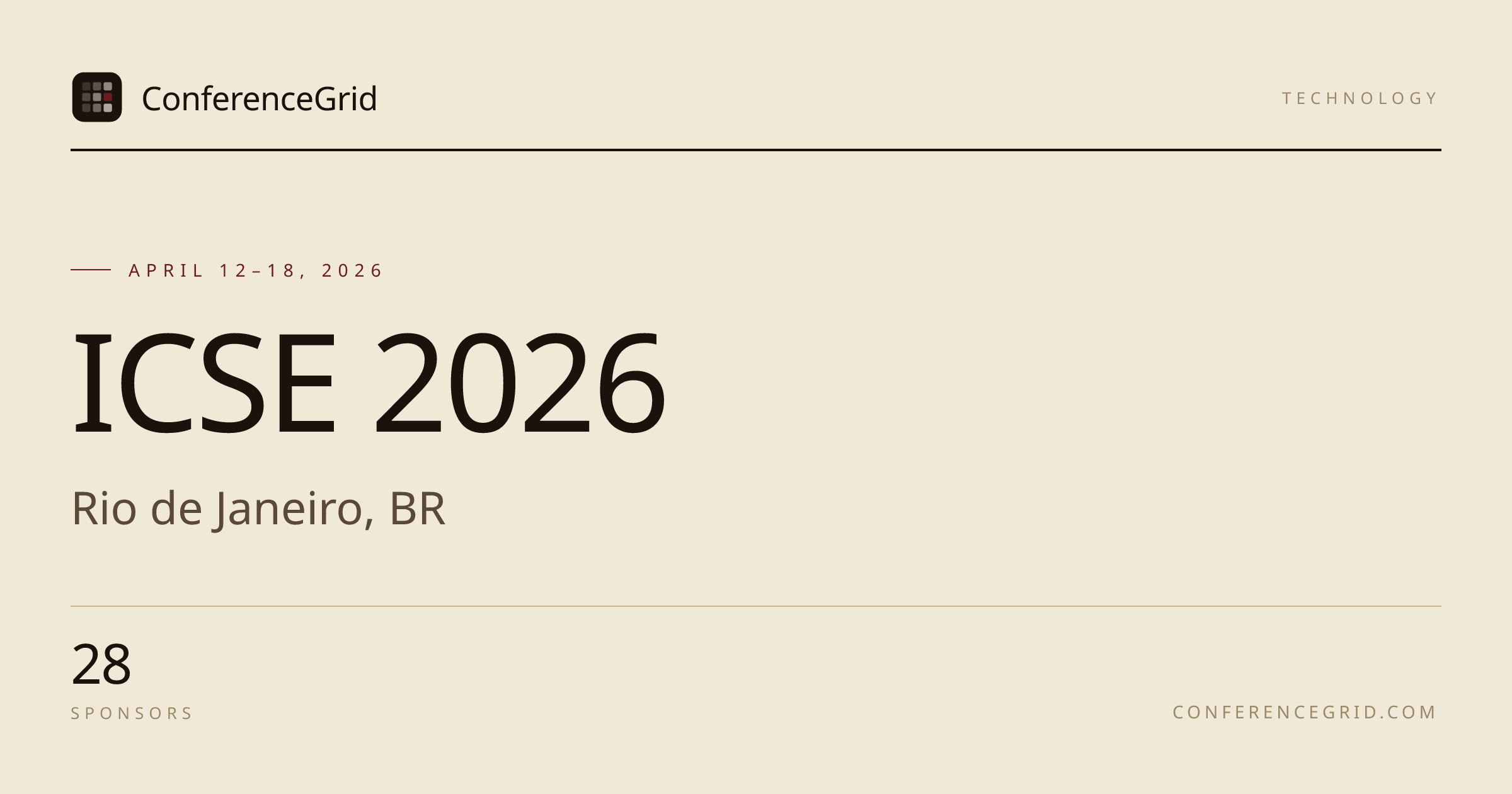 ICSE 2026 · April 12, 2026 · Rio de Janeiro, BR | ConferenceGrid