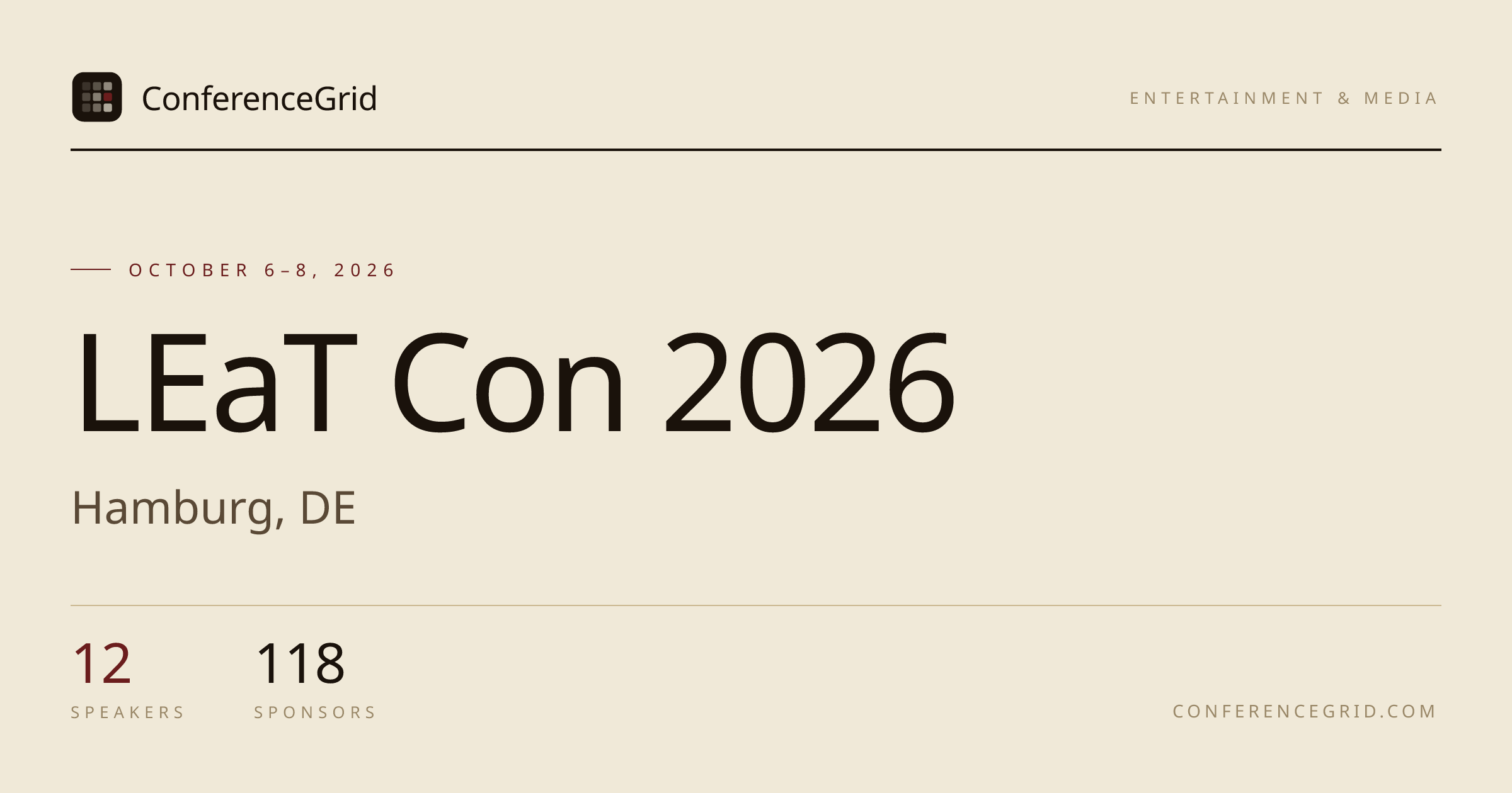 LEaT Con 2026 · Oct 6–8 · Hamburg, DE | ConferenceGrid