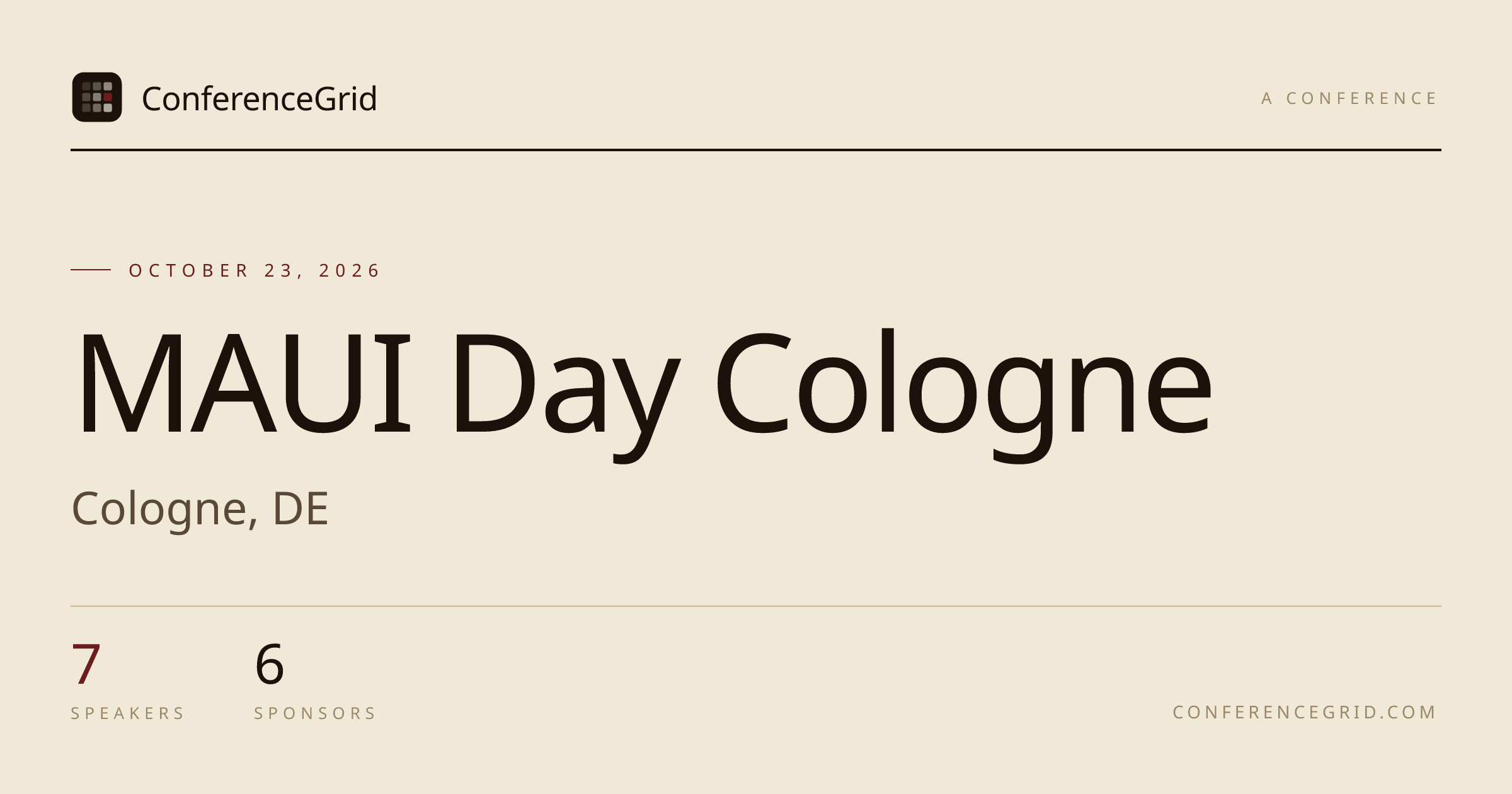 MAUI Day Cologne 2026 · Oct 23 · Cologne, DE | ConferenceGrid