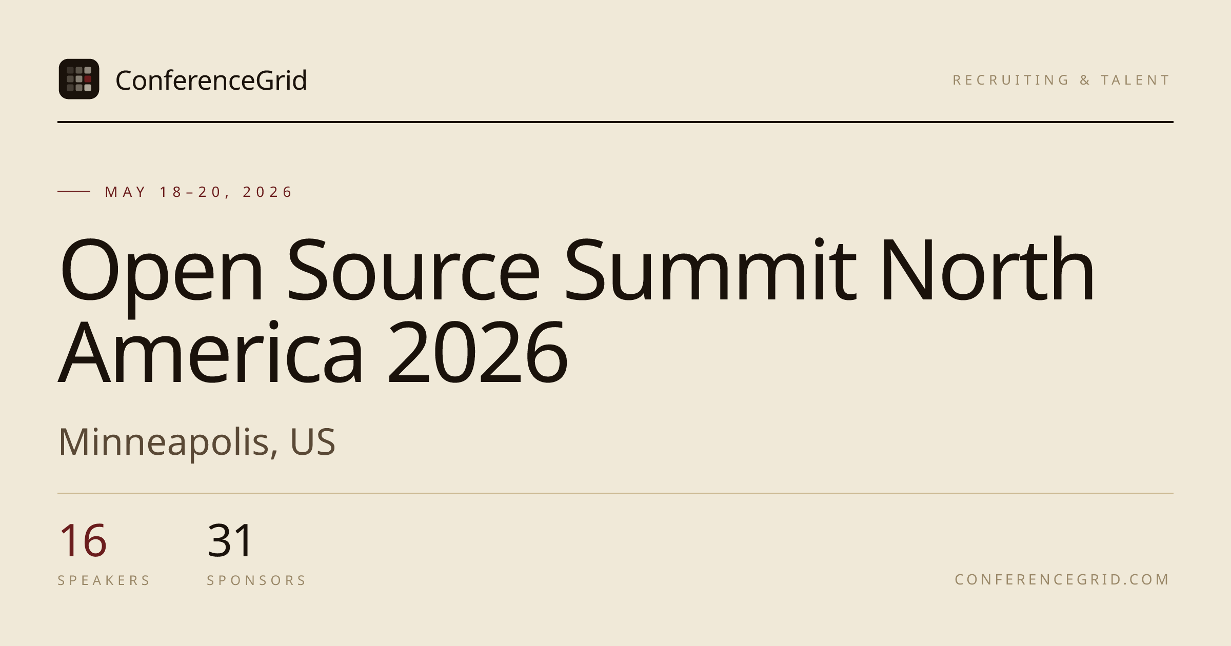 Open Source Summit North America 2026 · May 18–20 · Minneapolis