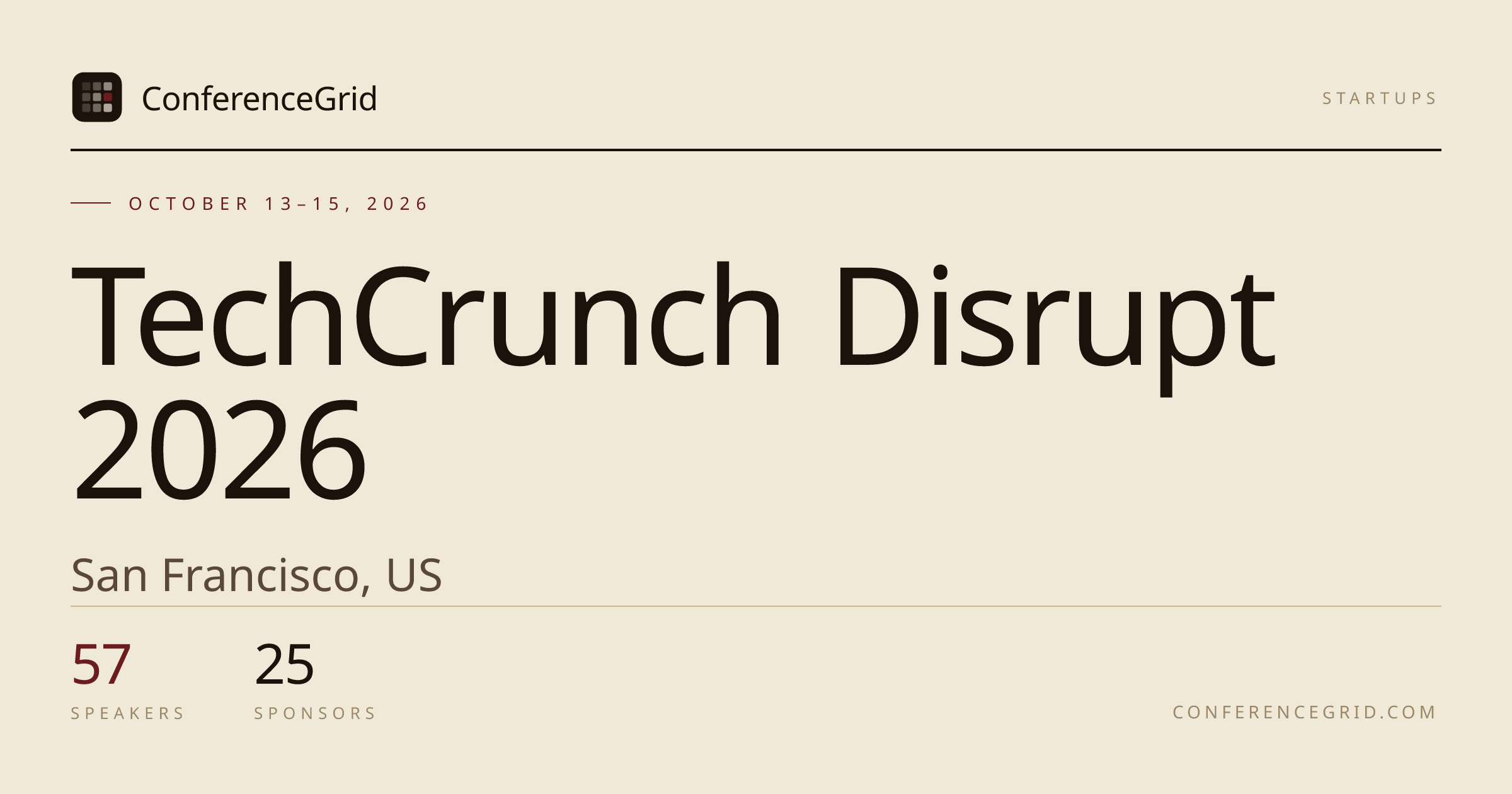TechCrunch Disrupt 2026 · Oct 13–15, 2026 · San Francisco, US ...