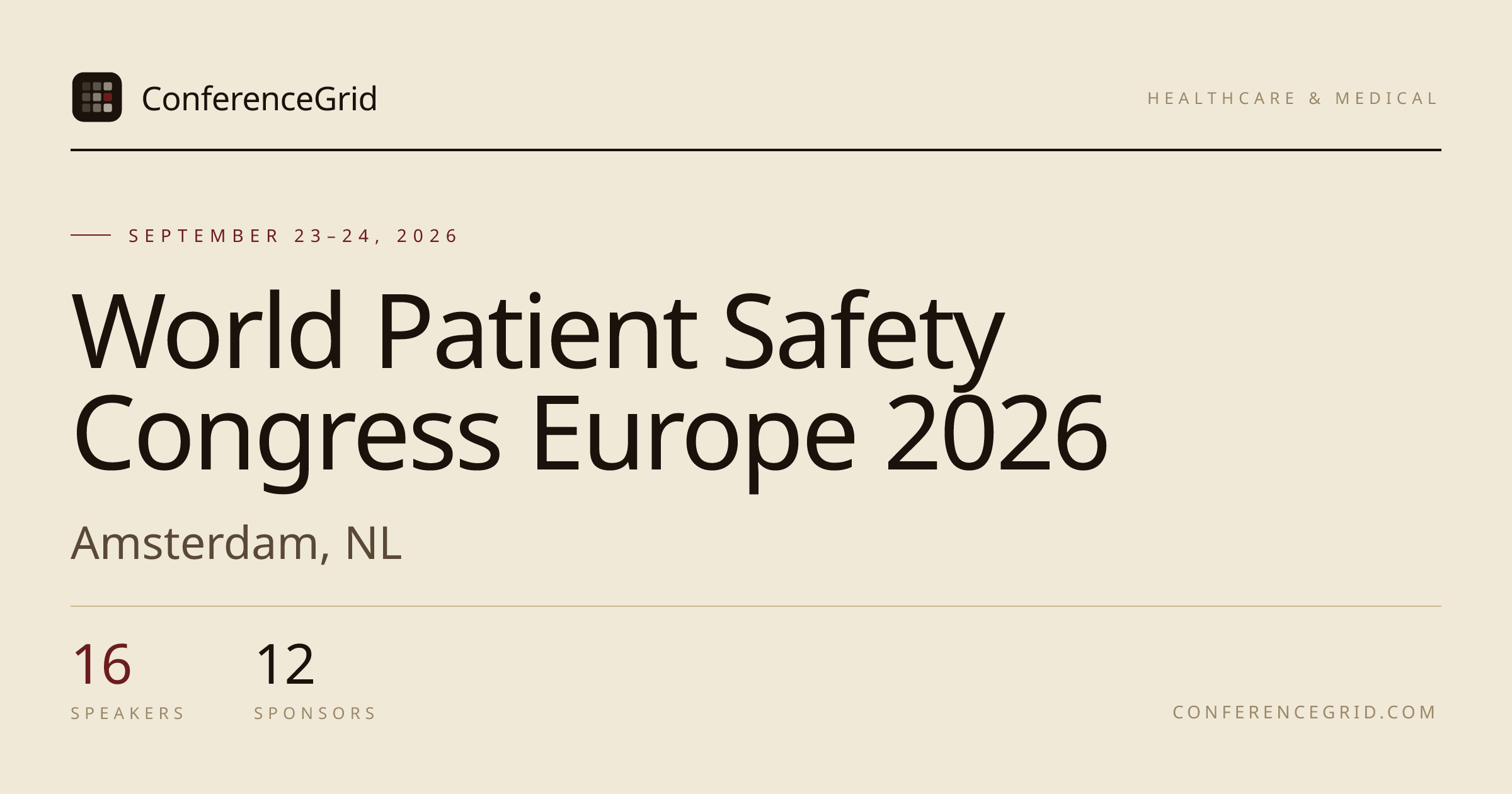 World Patient Safety Congress Europe 2026 · Sep 23–24 · Amsterdam