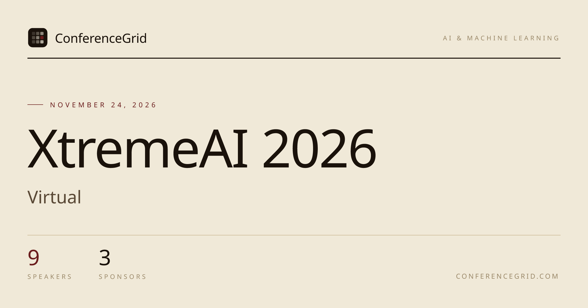 XtremeAI 2026 · November 24, 2026 · Virtual | ConferenceGrid